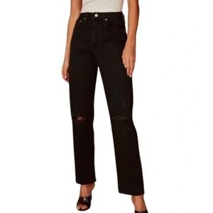 Aritzia Denim Forum Jeans The Joni High Rise Distressed Black Size 26